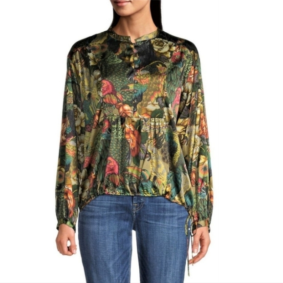 Johnny Was Parrot Cosima Blouse Multicolor Floral Size Small - Picture 1 of 15
